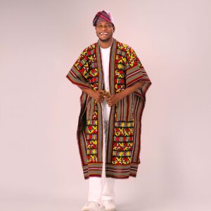 Multicolour Pattern & Striped Heritage Kimono with Matching Cap