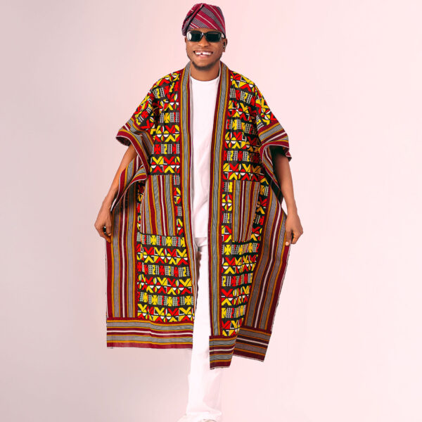Multicolour Pattern & Striped Heritage Kimono with Matching Cap